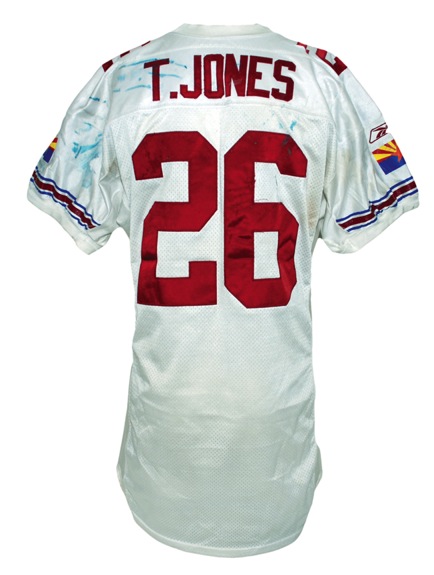 2002 Thomas Jones Arizona Cardinals Game-Used Road Jersey (Unwashed) (Team Repairs)
