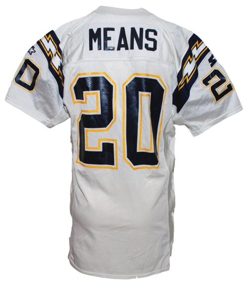 1995 Natrone Means San Diego Chargers Game-Used Road Jersey Team Repairs)