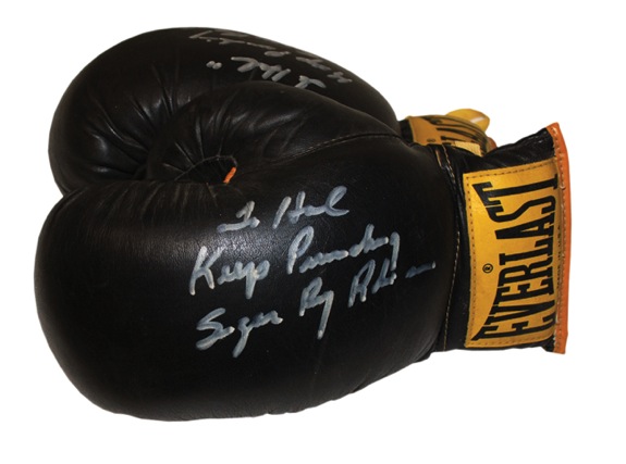 Sugar Ray Robinson Autographed Training Gloves (2) (JSA) 
