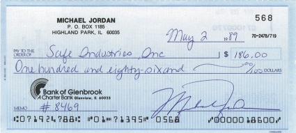 Michael Jordan Signed Check May 2nd, 1989 (JSA) 
