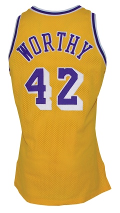 1992-1993 James Worthy Los Angeles Lakers Game-Used Home Jersey