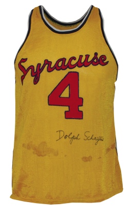 Mid-1950s Dolph Schayes Syracuse Nats Game-Used & Autographed Home Jersey (JSA) (Only Known Schayes Nats Jersey)