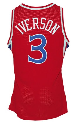 1996-1997 Allen Iverson Rookie Philadelphia 76ers Game-Used & Autographed Road Uniform with Shooting Shirt (3) (JSA) (Iverson LOA) (ROY)