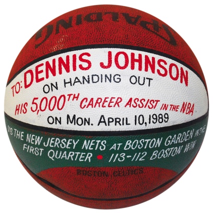 April 10th, 1989 Dennis Johnson’s 5,000th Assist Game Ball (Family LOA) 