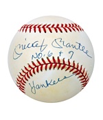 Mickey Mantle Autographed Baseball ("No. 6 + 7" & "Yankees" Inscription) (Upper Deck LOA) (JSA)