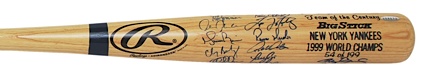 1999 New York Yankees Team Signed LE Bat (Championship Season) (JSA)
