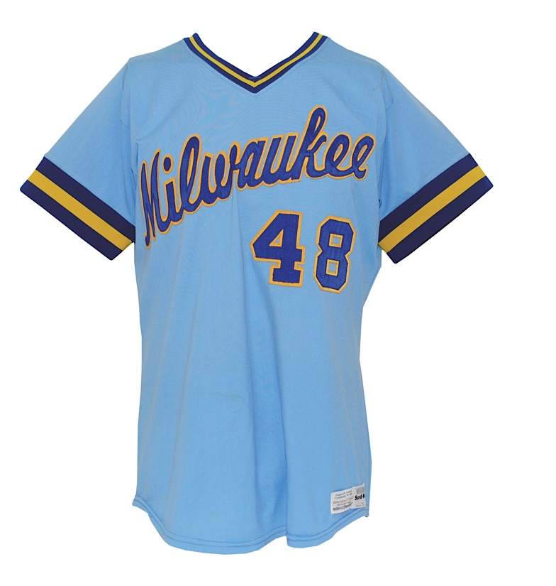 Lot Detail - 1988 Mike Young Milwaukee Brewers Game-Used Road Jersey, 1983  Mike Caldwell Milwaukee Brewers Game-Used .