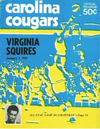 1/7/1972 Carolina Cougars vs. Virginia Squires Official Program