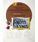 1923 University of Kansas National Championship Team Autographed 35th Anniversary Certificate with Photo (JSA)