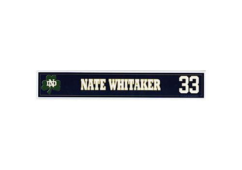 Nate Whitaker #33 Notre Dame Locker Room Nameplate (Notre-Dame Steiner LOA)