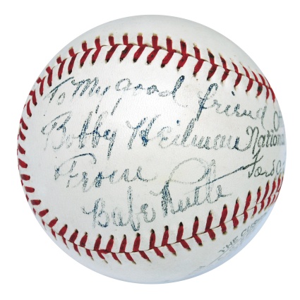 1935 Babe Ruth Christmas Day Single-Signed Baseball (Full JSA LOA)