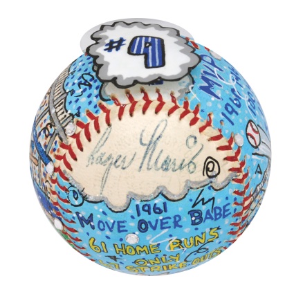 Roger Maris Signed Fazzino Hand Painted Baseball (JSA)