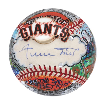 Willie Mays Signed Fazzino Hand Painted Baseball (JSA)