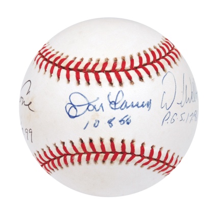 NY Yankees Perfect Game Pitchers Autographed Baseball (JSA)