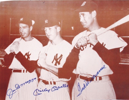 Mickey Mantle, Ted Williams & Joe DiMaggio Autographed Photo (JSA)