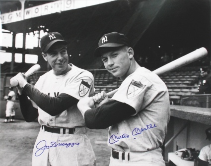 1951 Mickey Mantle & Joe DiMaggio Autographed 16" x 20" Photo (JSA)