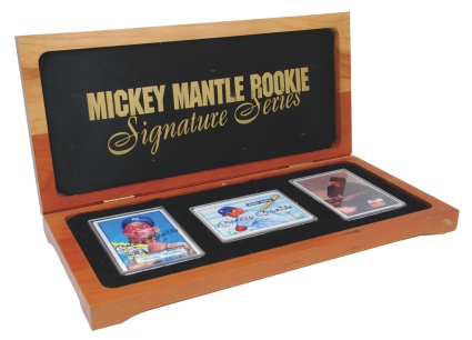 Mickey Mantle Autographed Porcelain Rookie Card Set (JSA)
