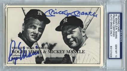 Mickey Mantle & Roger Maris Autographed Trading Card (GEM MT 10) (JSA)
