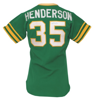 1980 Rickey Henderson Oakland As Game-Used & Autographed Alternate Jersey (JSA) (All-Star Season)