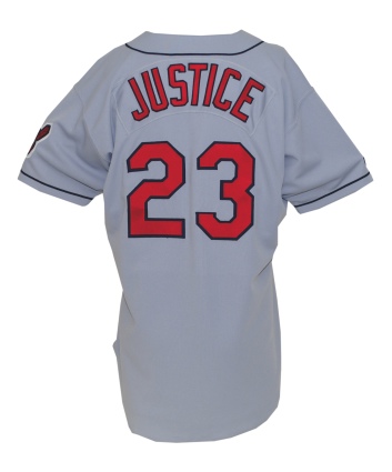 1998 David Justice Cleveland Indians Game-Used Road Jersey