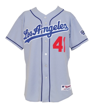2005 Dioner Navarro Rookie Los Angeles Dodgers Game-Used Road Jersey