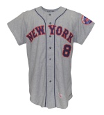 1970 Yogi Berra NY Mets Coaches Worn & Autographed Road Flannel Jersey (JSA)