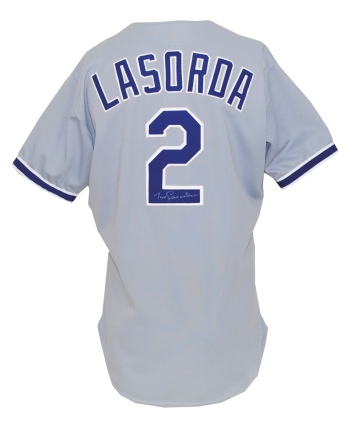 1988 Tommy Lasorda LA Dodgers Managers Worn & Twice Autographed Road Jersey (World Championship Season) (JSA)