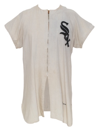1950 Eddie Malone Chicago White Sox Game-Used Home Flannel Jersey (One Year Style) (Team Repairs)