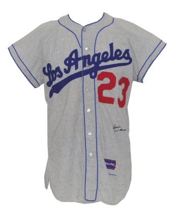 1959 Don Zimmer Los Angeles Dodgers Game-Used & Autographed Road Uniform (2) (Championship Season) (JSA)