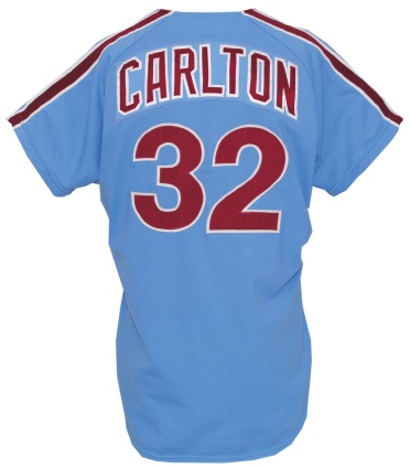 1977 Steve Carlton Philadelphia Phillies Game-Used & Autographed Powder Blue Road Jersey (Cy Young Season) (JSA)