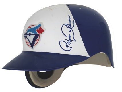 1993 Roberto Alomar Toronto Blue Jays Game-Used & Autographed Batting Helmet (Championship Season) (Team Letter) (JSA)