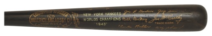 1943 NY Yankees World Champions Black Bat