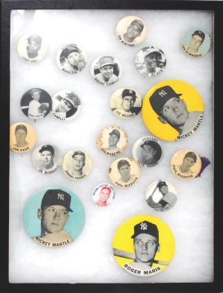 Lot of Original 1950s-1960s NY Yankees & Others Pins with Several Mantles (21)
