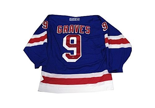 Adam Graves Autographed Blue Rangers Replica Jersey (Signed on Back) (Steiner COA)