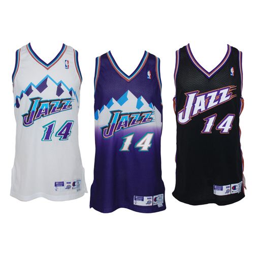 Lot of 1998-99 Jeff Hornacek Utah Jazz Game-Used Jerseys - Home, Road & Alternate (3)