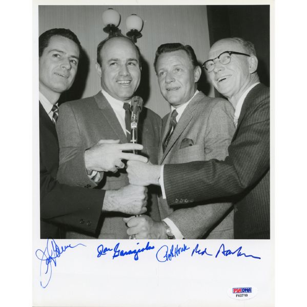 Joe Garagiola, Red Barber, Jerry Coleman & Ralph Houk Autographed Photo (JSA)