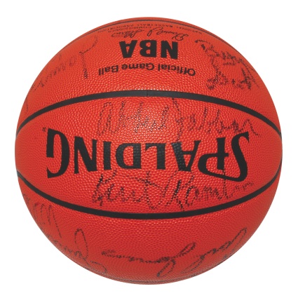1984-85 LA Lakers World Championship Team Autographed Basketball (Full JSA LOA)