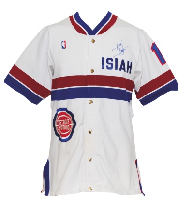 1989-1990 Isiah Thomas Detroit Pistons Worn & Autographed Warm-Up Jacket (JSA) (Championship Season)