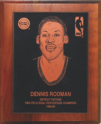 1988-89 Dennis Rodman Detroit Pistons NBA Field Goal Percentage Champion Award (Rodman LOA)