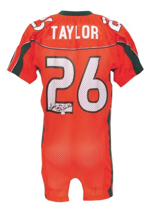 2002-03 Sean Taylor Miami Hurricanes Game-Used & Autographed Jersey (Team Repairs) (JSA)