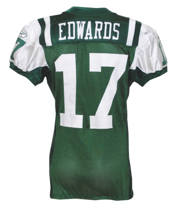 11/29/2009 Braylon Edwards NY Jets Game-Used Home Jersey (Jets COA) (Photomatch)