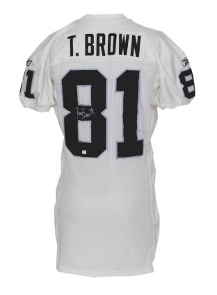 2002 Tim Brown Oakland Raiders Game-Used & Autographed Road Jersey (JSA)