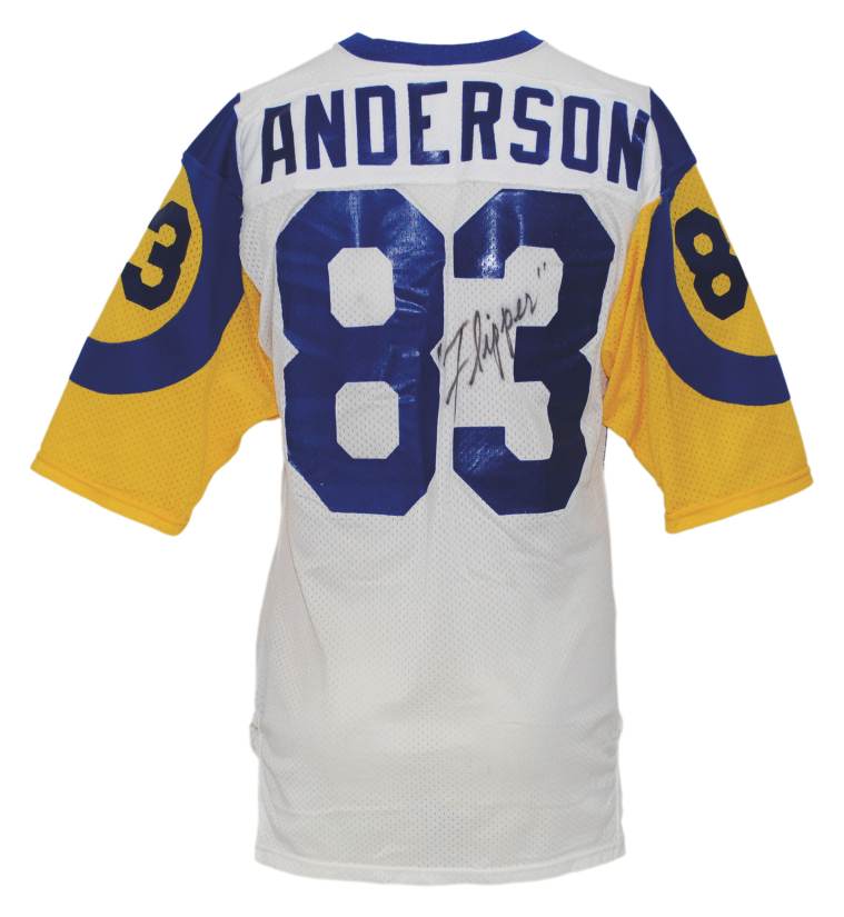 Lot Detail - Late 1980's Flipper Anderson LA Rams Game-Used & Autographed  Rookie Era Road Jersey (JSA)