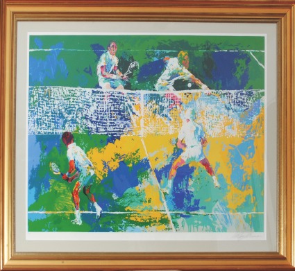 Framed LeRoy Neiman Over-sized Doubles Tennis Limited Edition Serigraph (JSA)