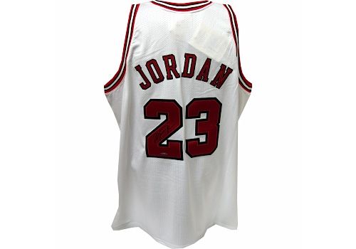 Michael Jordan Autographed White Chicago Bulls Jersey
