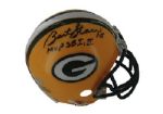 Bart Starr Autographed MVP SB I + II Green Bay Packers Replica Mini Helmet