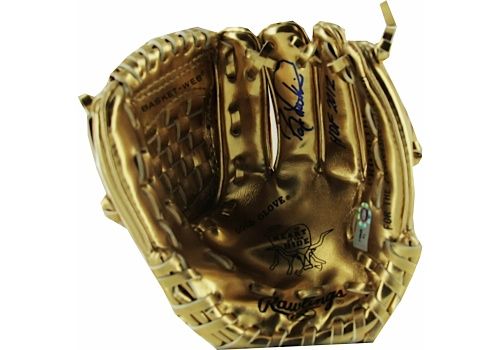Barry Larkin Autographed Rawlings Miniature Gold Glove Award w/ "HOF 2012" Insc. (MLB Auth)