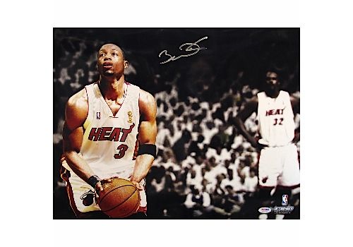Dwyane Wade Signed 06 NBA Finals Shooting Free Throw with Shaq in Background Horizontal 16x20 Photo (PSA/DNA Auth)