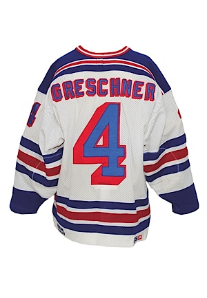 1987-88 Ron Greschner NY Rangers Game-Used & Autographed Home Jersey (JSA) (Casey Samuelson LOA)