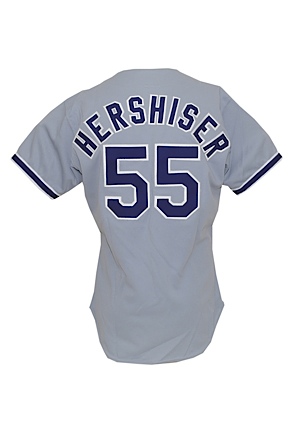 1988 Orel Hershiser LA Dodgers Game-Used Road Uniform with Belt Worn During the 59 Consecutive Scoreless Innings Record Streak (3) Hershiser LOA)